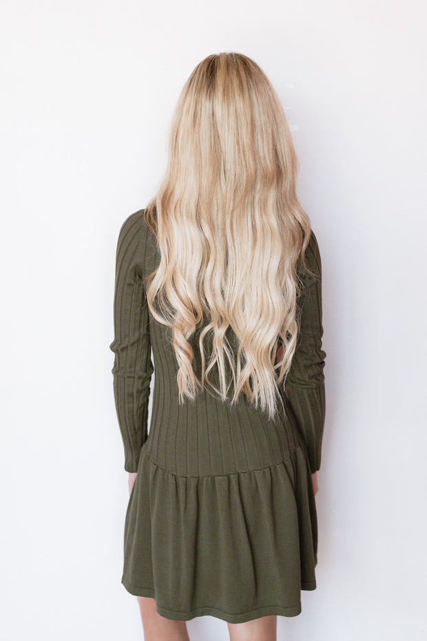 REGAN RIBBED FLARE DRESS