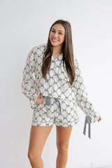 RIBBON TIED BOW PJ SHORTS