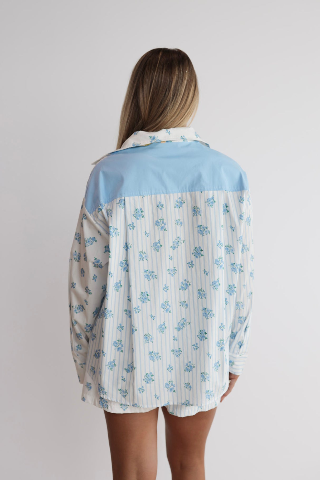 FLORAL STRIPE PJ TOP
