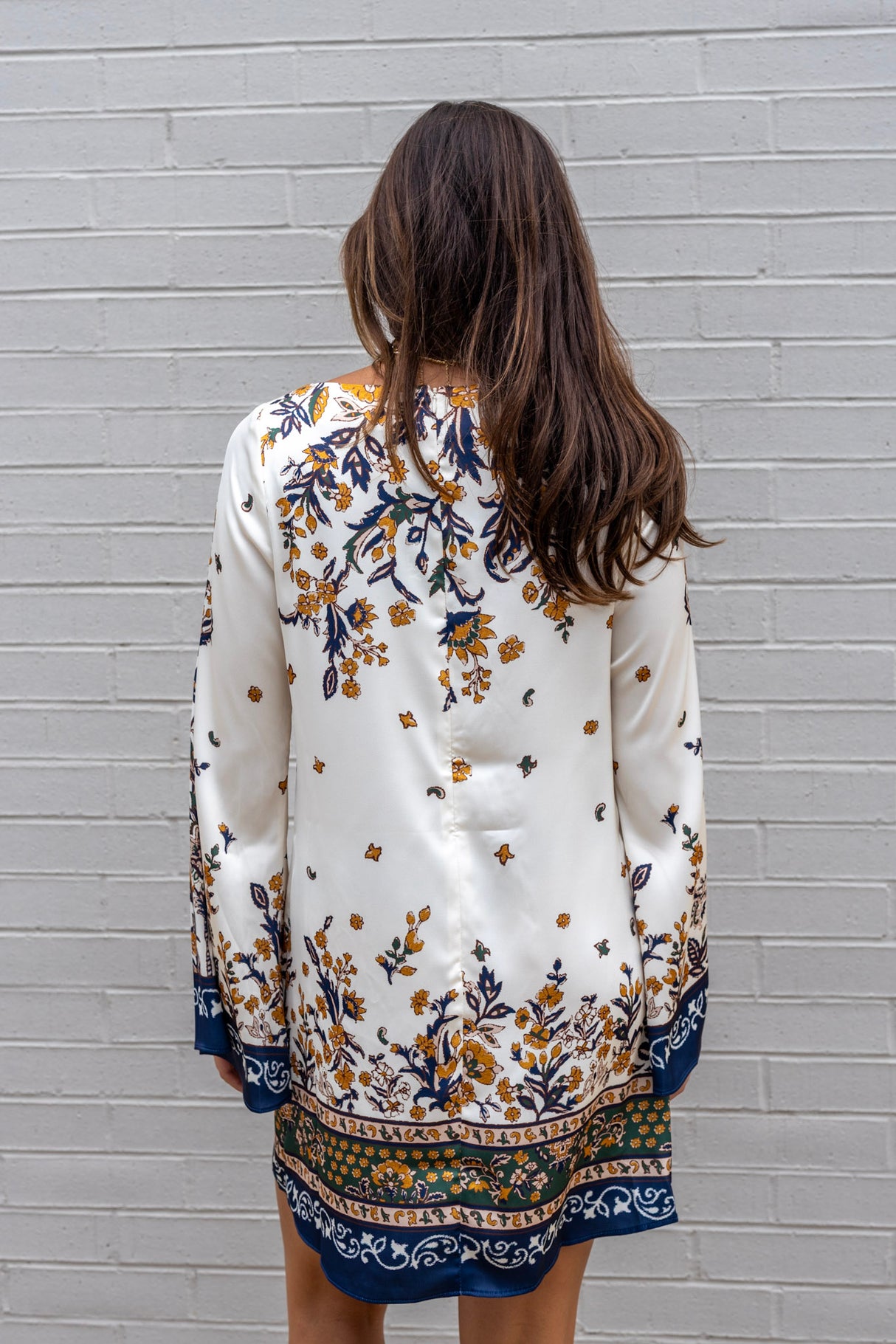 Border Print Satin Mini Dress