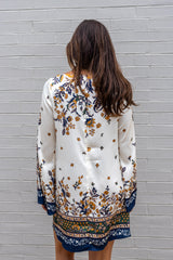 Border Print Satin Mini Dress