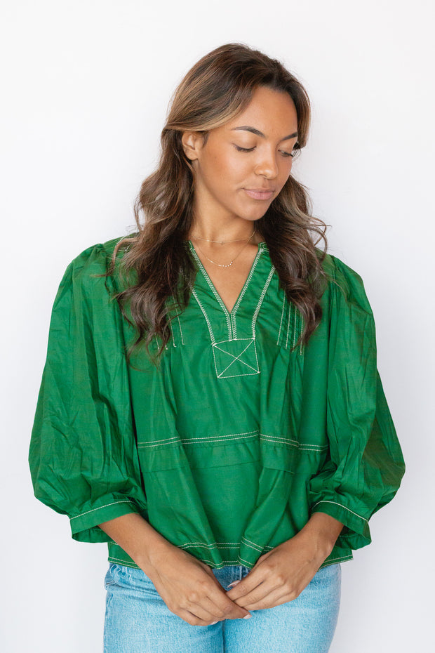 VALLEY STITCH BORDER BLOUSE