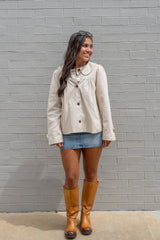 Peter Pan Collar Ruched Oversized Jacket