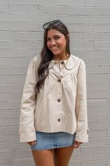 Peter Pan Collar Ruched Oversized Jacket