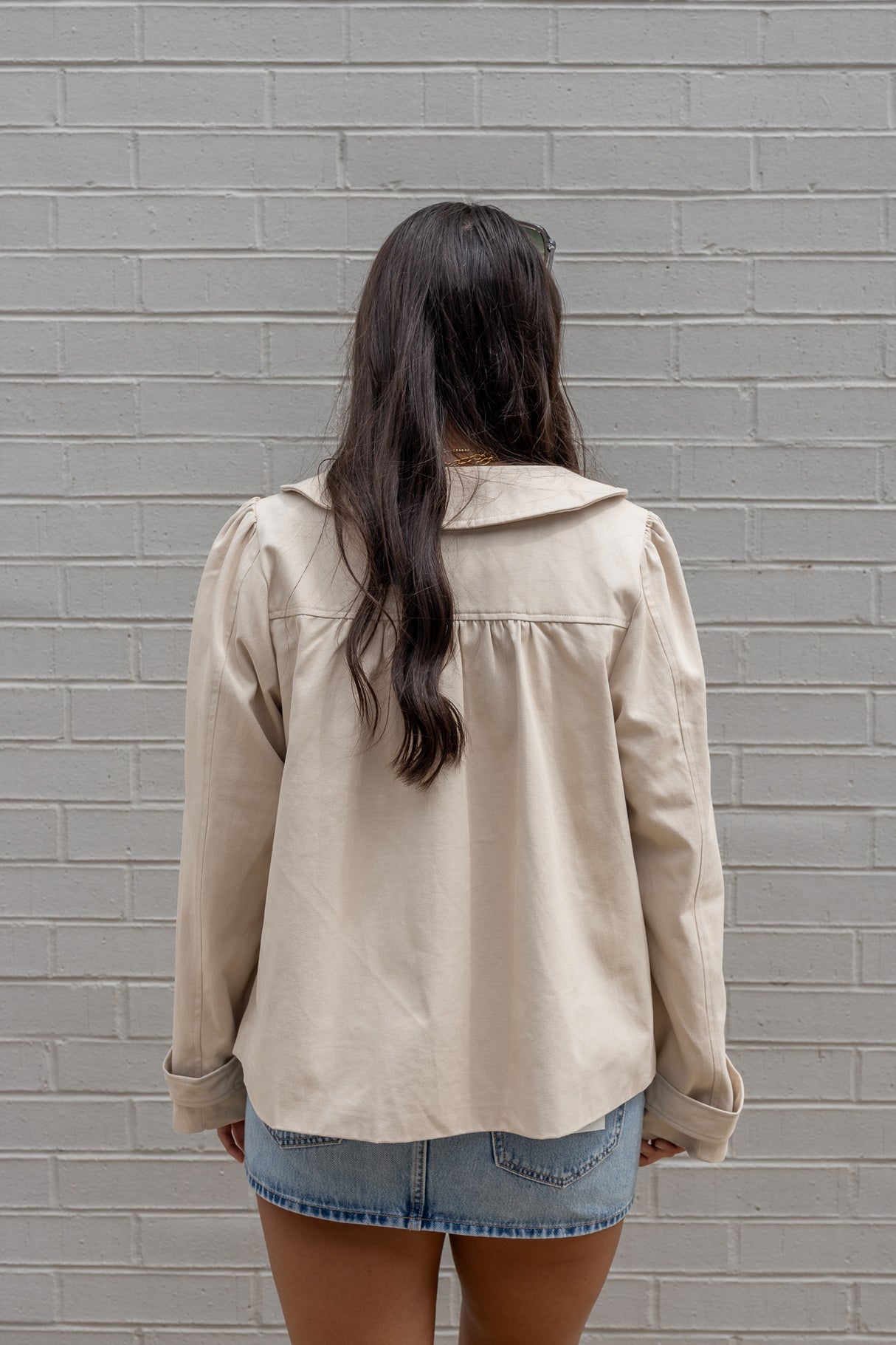 Peter Pan Collar Ruched Oversized Jacket