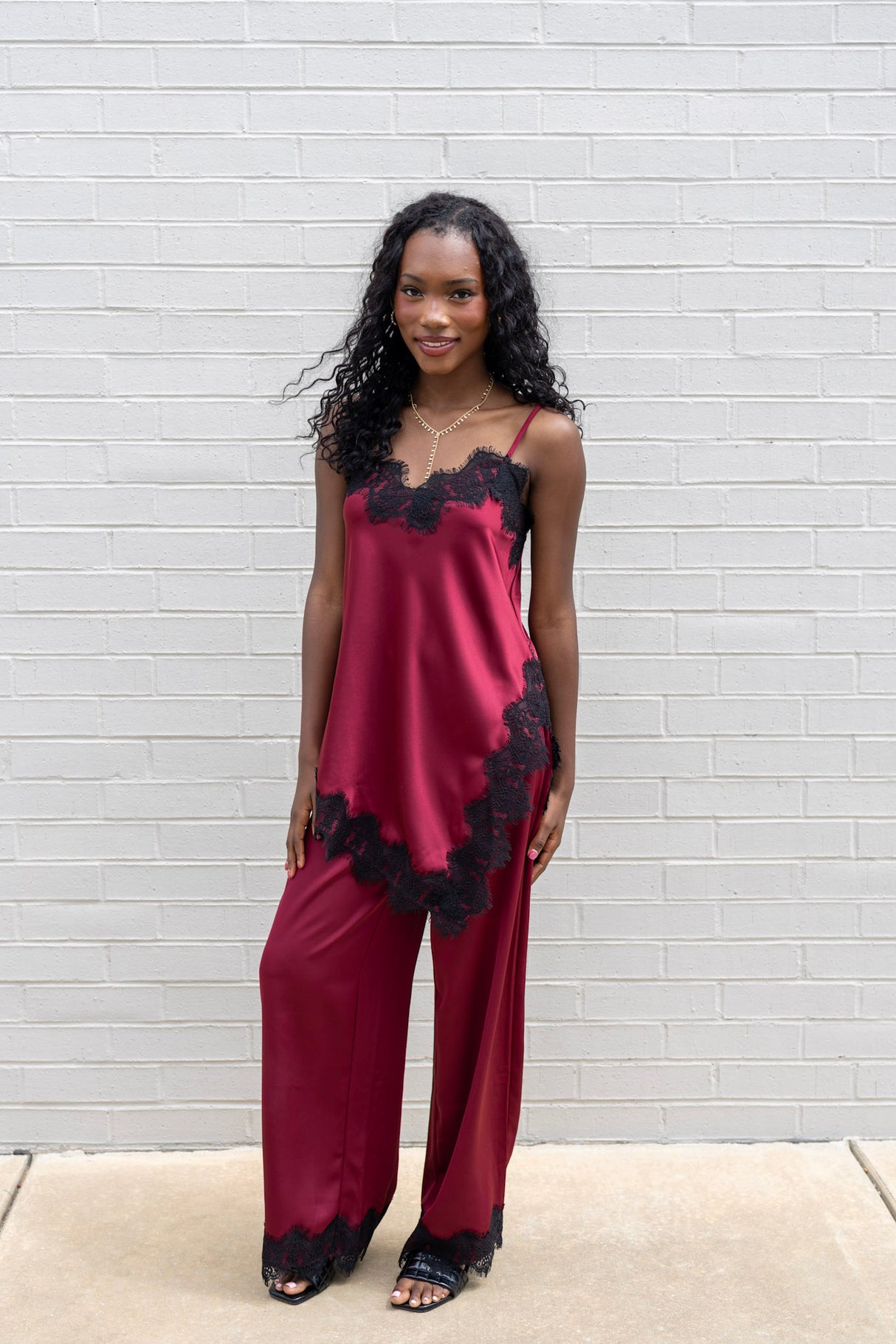 Scallop Satin Pants