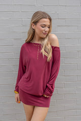 Off Shoulder Slouch Mini Dress