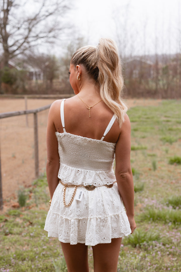 EYELET BUTTON FRONT TANK