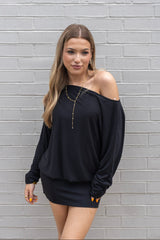 Off Shoulder Slouch Mini Dress