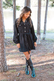 DISTRESS WASHED SHIRT DRESS