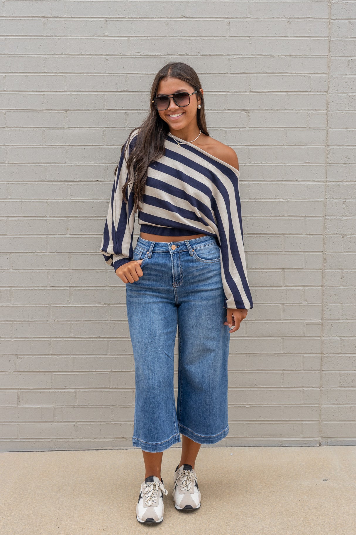 Boat Neck Dolman Sleeve Sweater Top