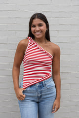 One Shoulder Stripe Top