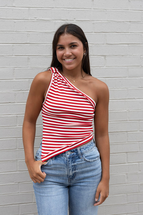 One Shoulder Stripe Top