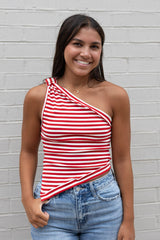 One Shoulder Stripe Top