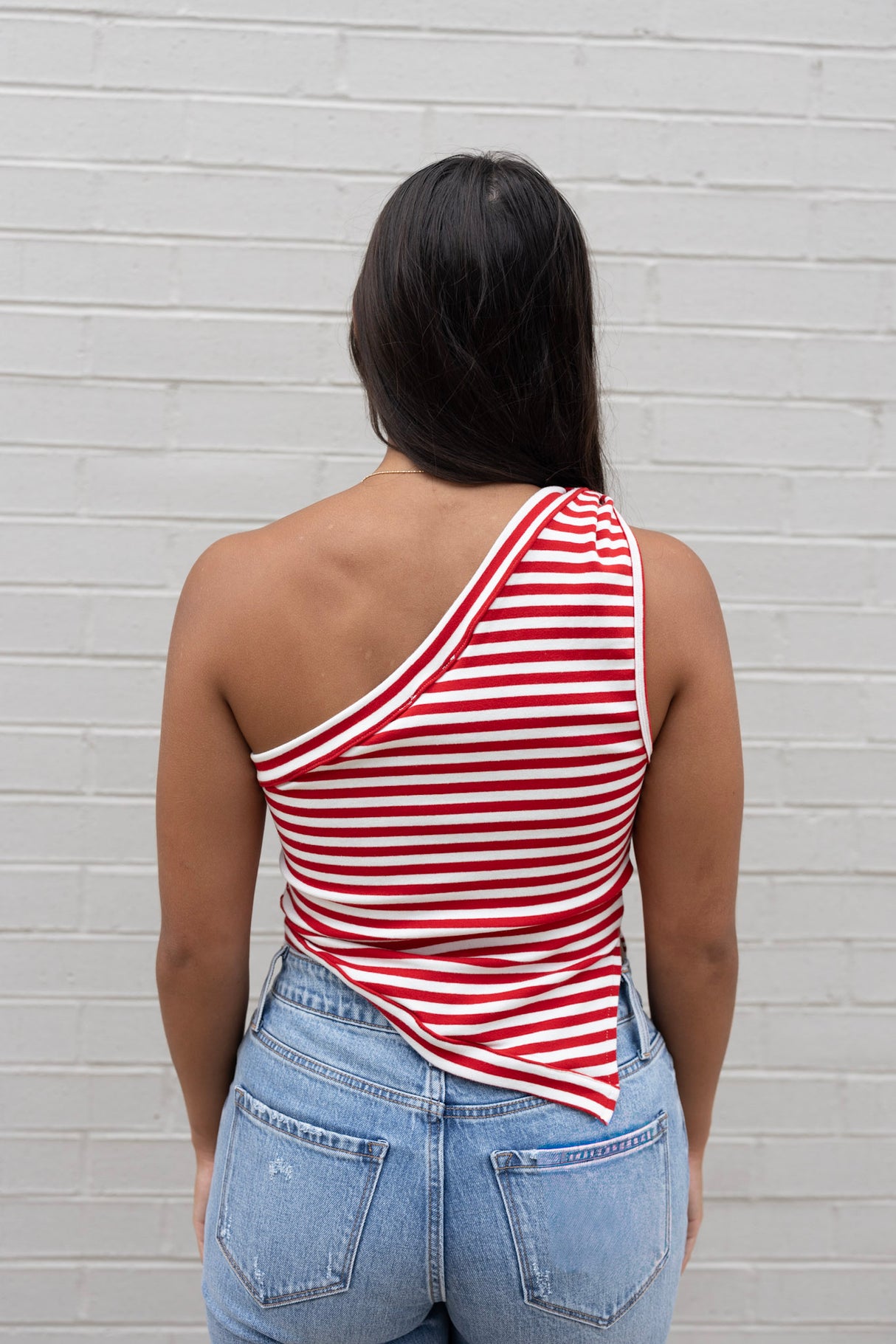 One Shoulder Stripe Top