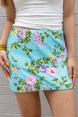 Sequin Floral Mini Skirt