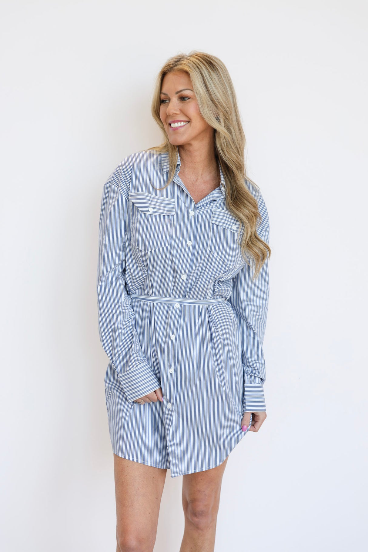 KELLAR STRIPE SHIRT DRESS