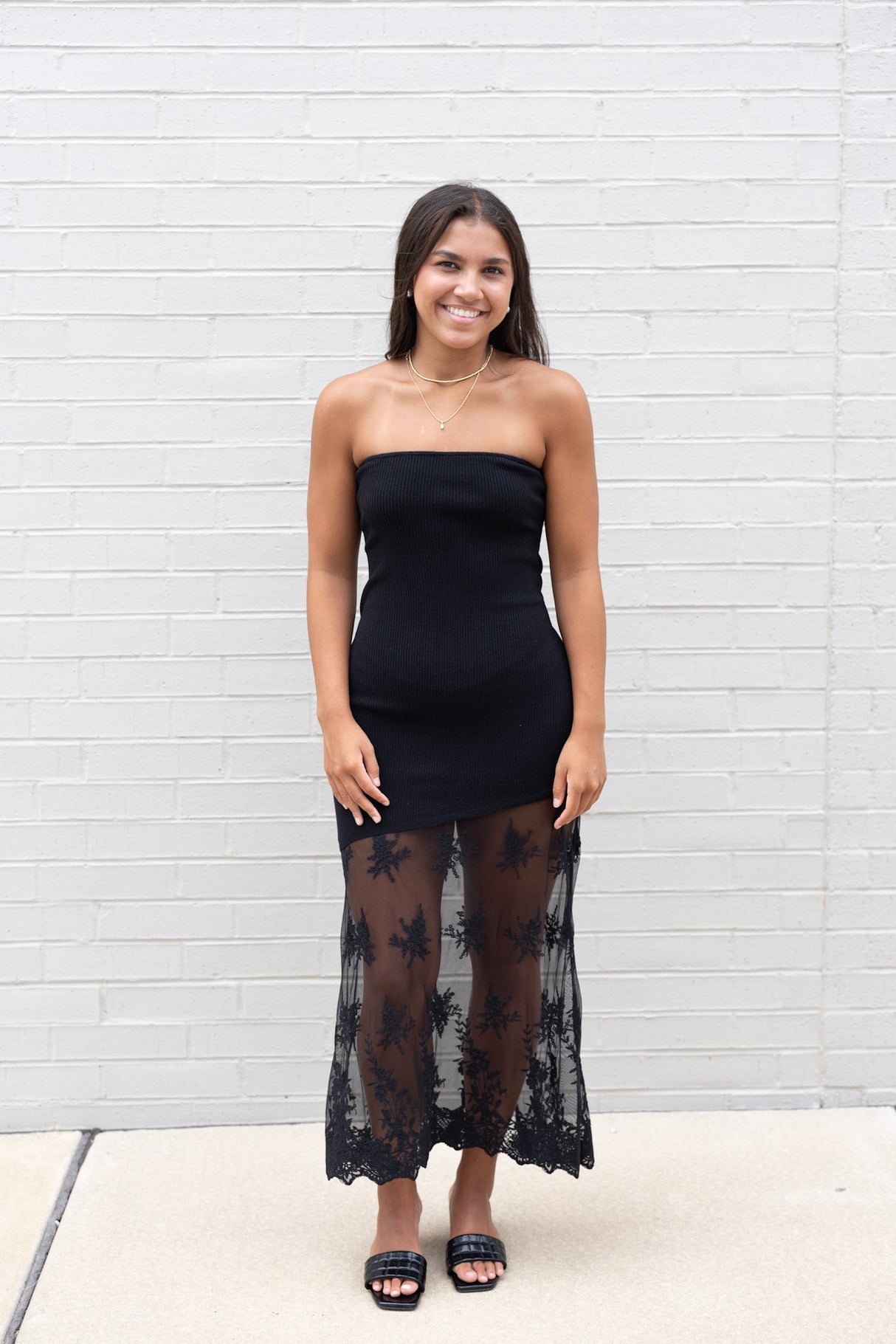 Lace Skirt Sweater Tube Dress