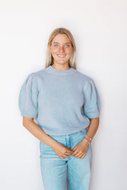 LOW GAGE PUFF SHORT SLEEVE SWEATER TOP