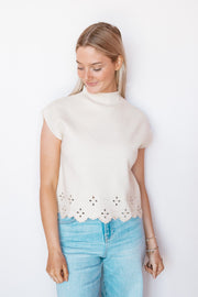 LACE BORDER SWEATER TOP