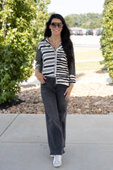 Stripe Blocked Satin Shirt
