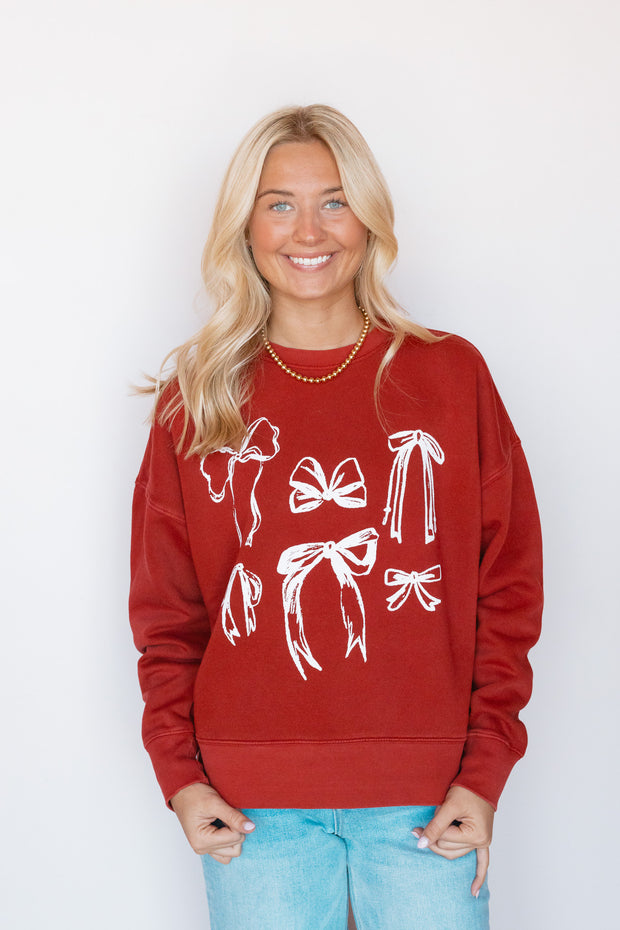 HI DIVE RED BOWS SWEATSHIRT