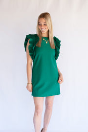 EVA FLUTTER SHOULDER DRESS