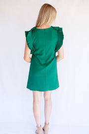 EVA FLUTTER SHOULDER DRESS