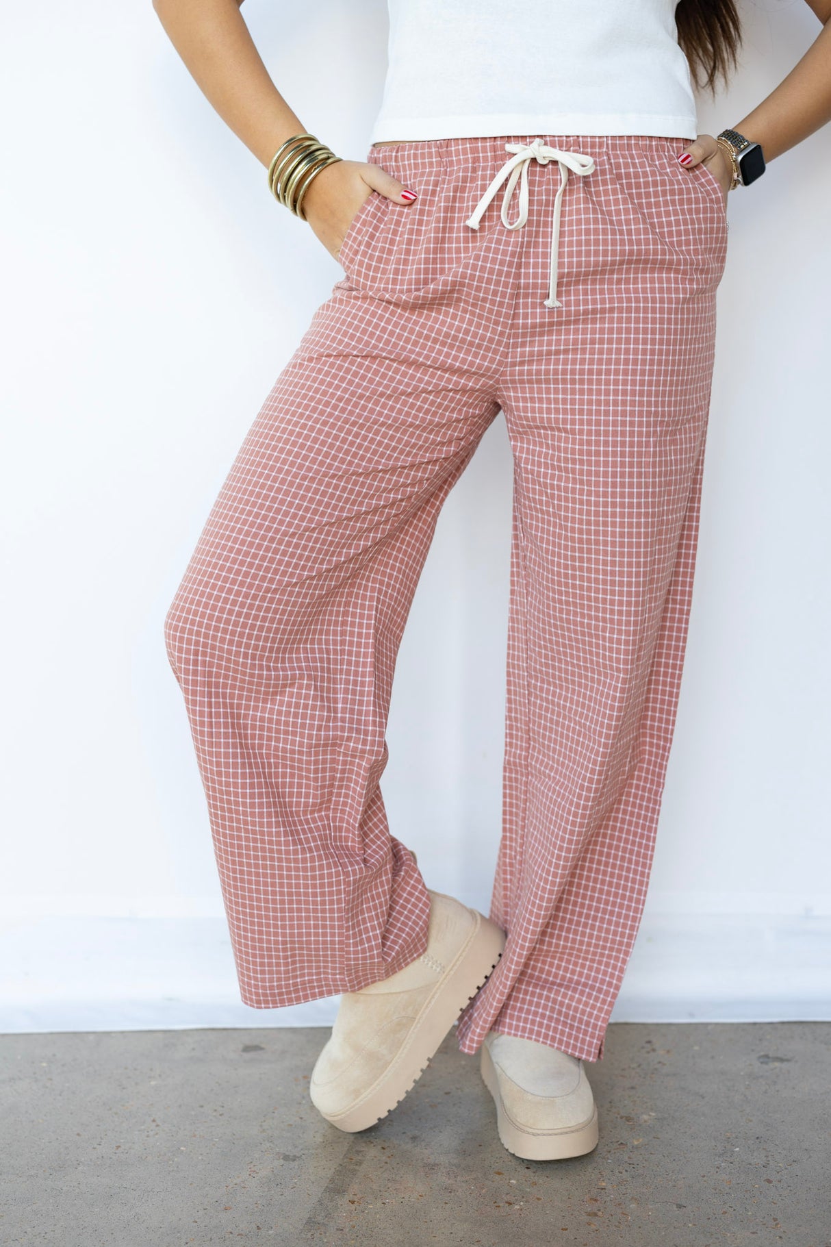 Drawstring Check Pant (Multiple Colors)