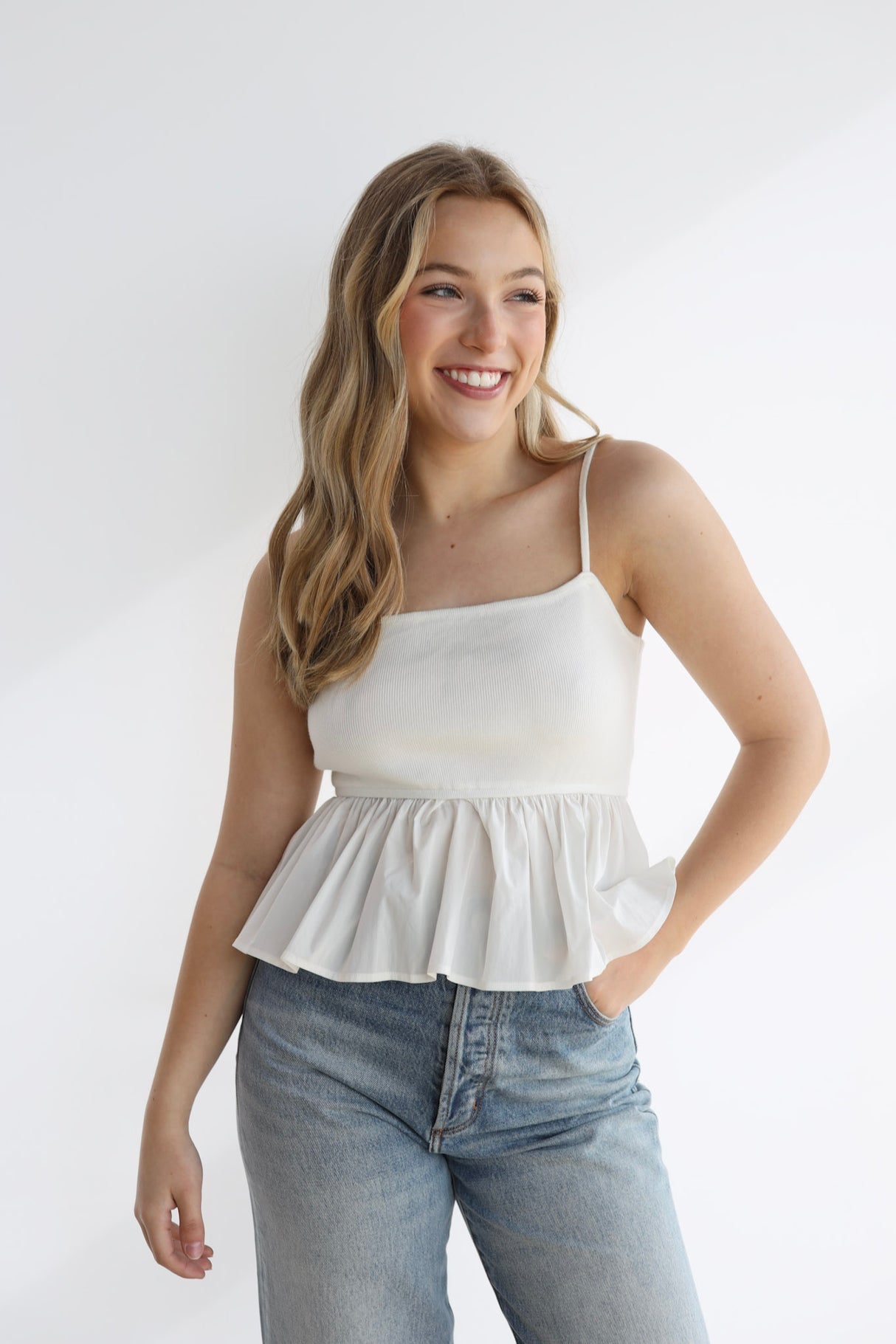 PEPLUM SWEATER CAMI TOP