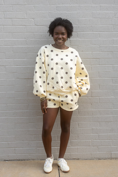 Polka Dot Fleece Shorts