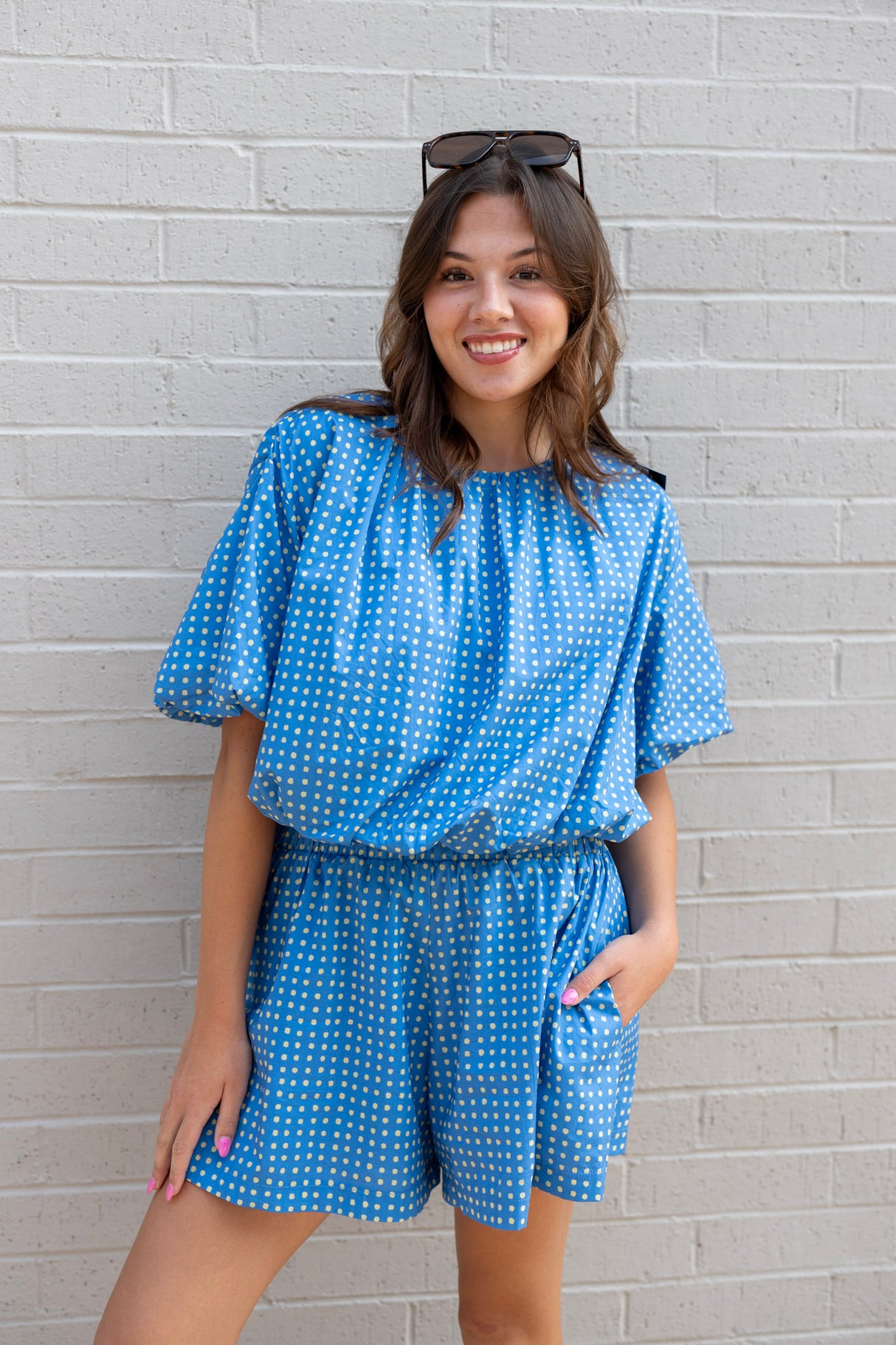 Balloon Sleeve Bubble Crop Top