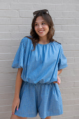 Balloon Sleeve Bubble Crop Top