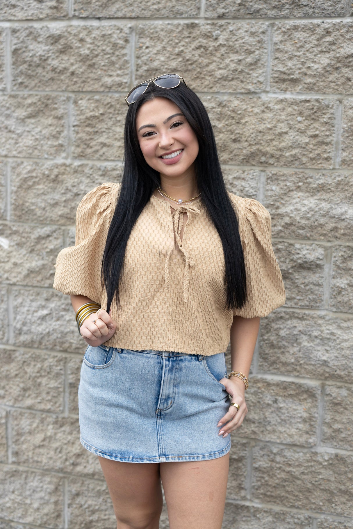 Beau Textured Bow Top (Mutiple Colors)