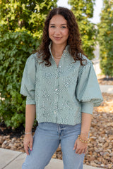 Cord Detail Puff Sleeve Blouse