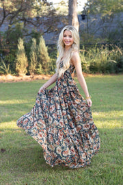 OPEN BACK FLORAL MAXI DRESS