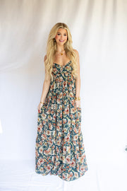 OPEN BACK FLORAL MAXI DRESS