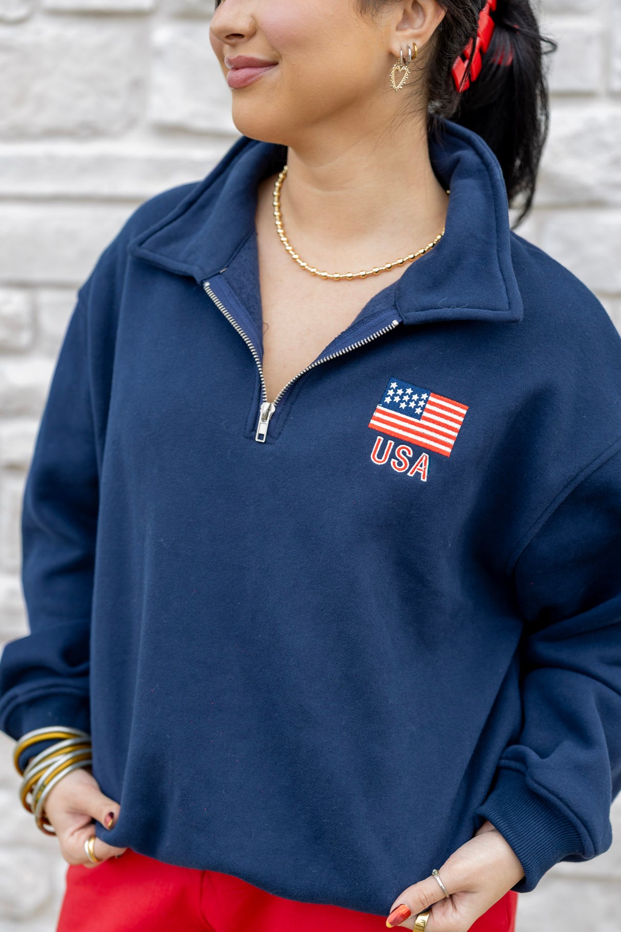 USA Collar Quarter Zip Top