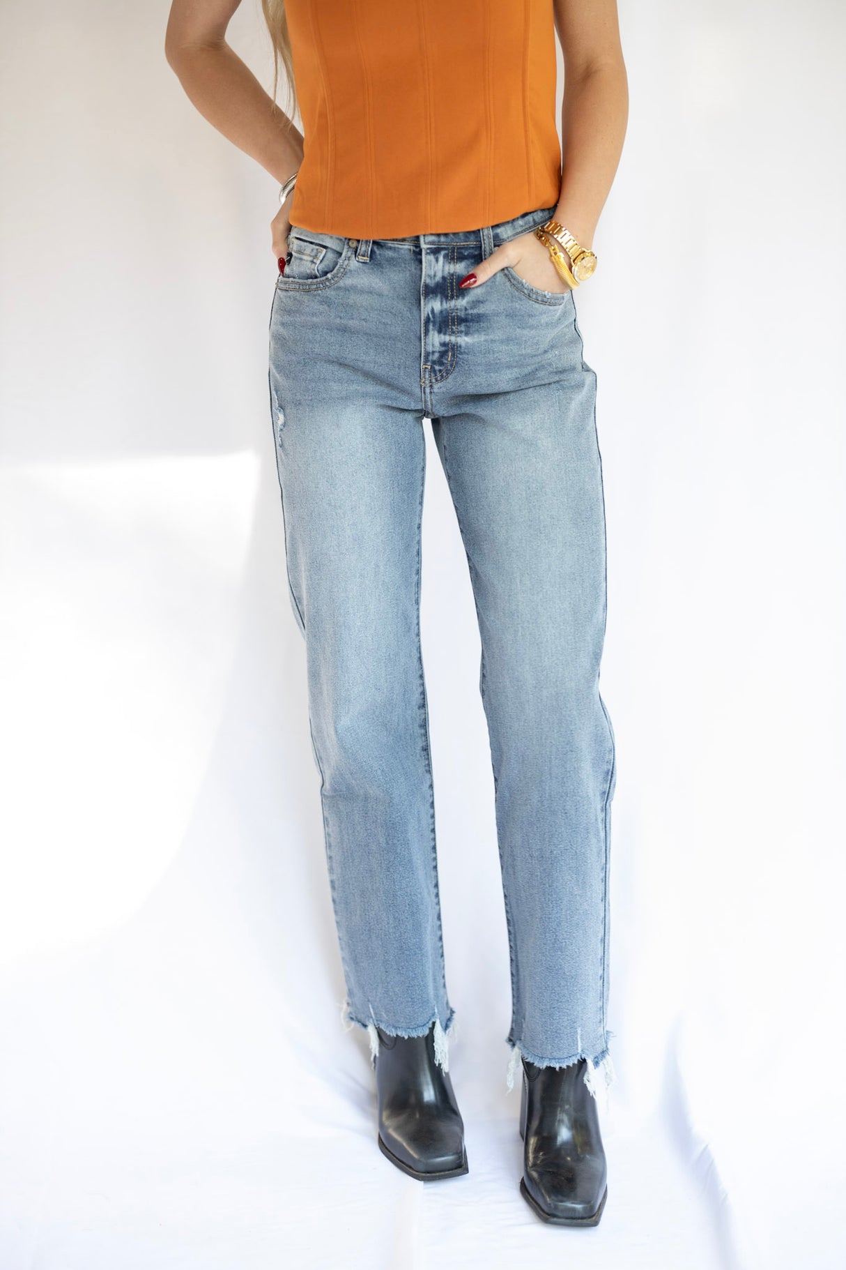 HIGH RISE SLIM WIDE LEG JEAN