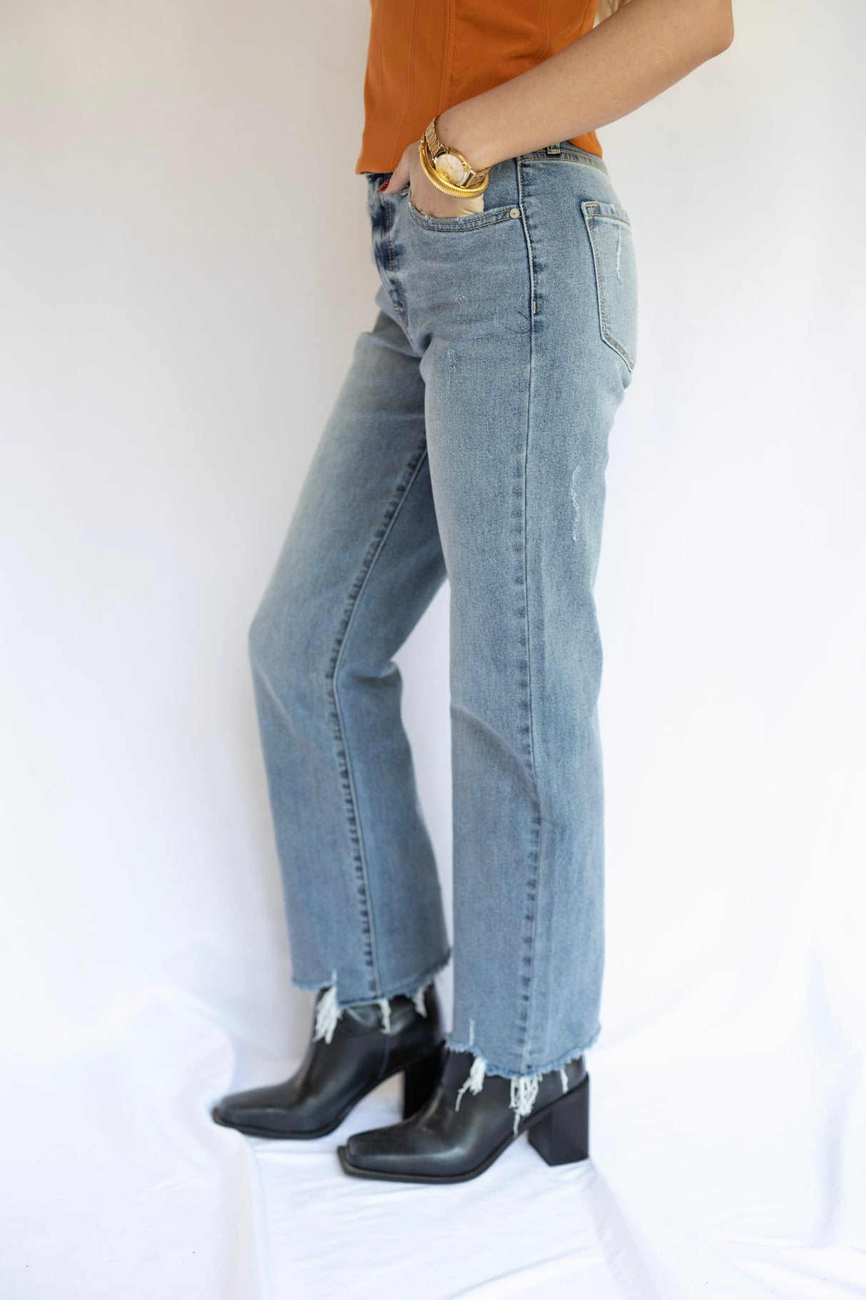 HIGH RISE SLIM WIDE LEG JEAN