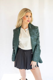 FAUX LEATHER BLAZER