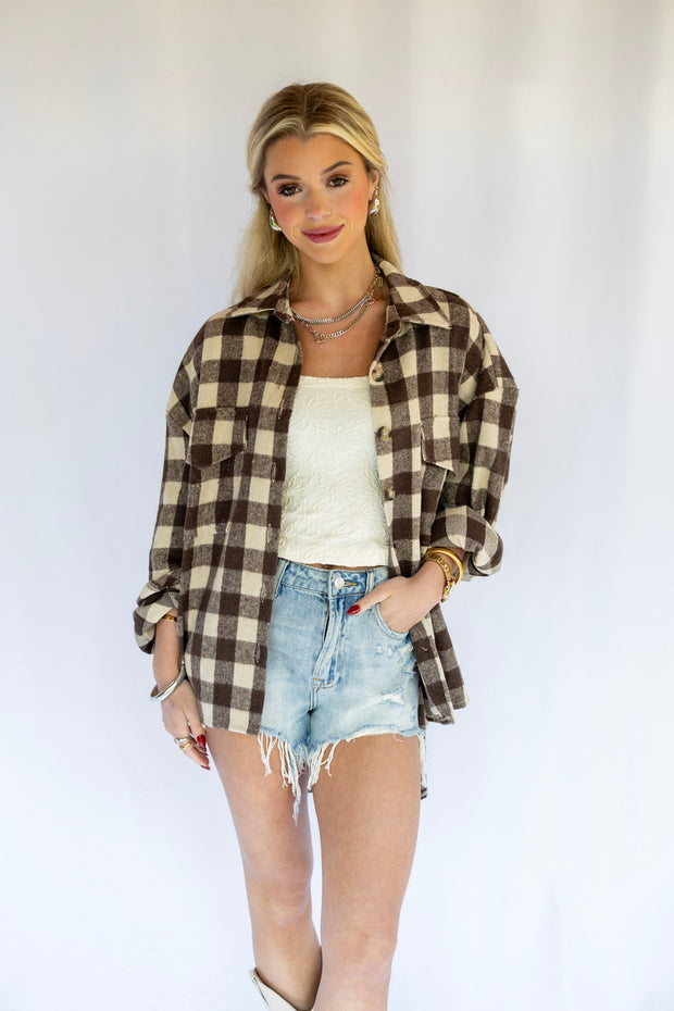 ALLI GINGHAM BUTTON TOP