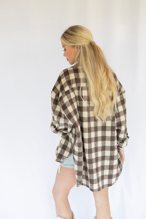 ALLI GINGHAM BUTTON TOP