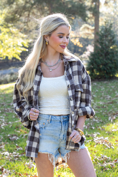 ALLI GINGHAM BUTTON TOP