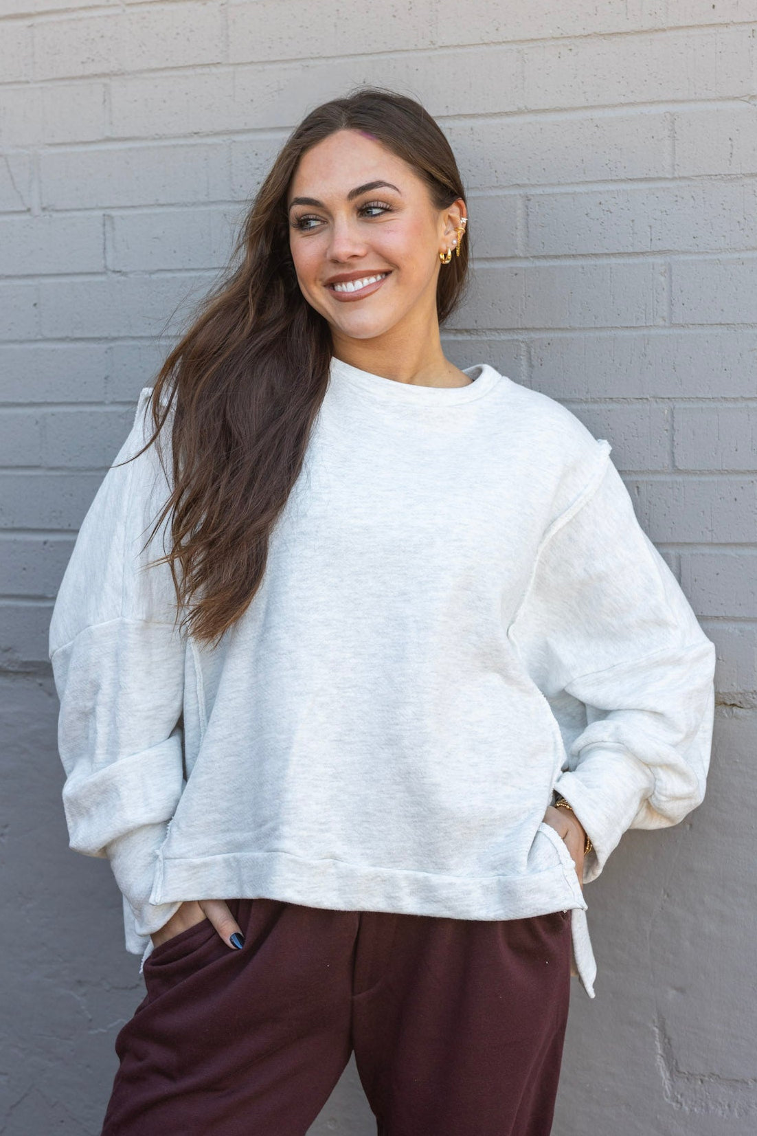 Raw Edge Hi-Low Terry Top (Multiple Colors)