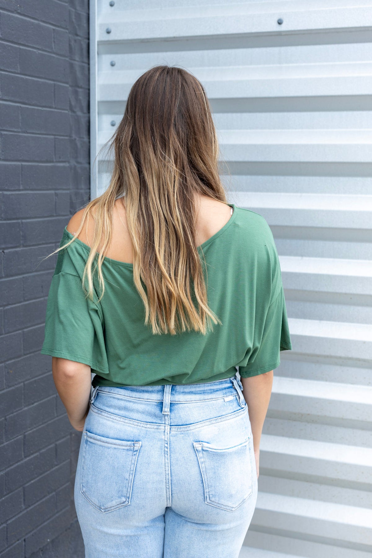 One-shoulder Ruched Waist Knit Top