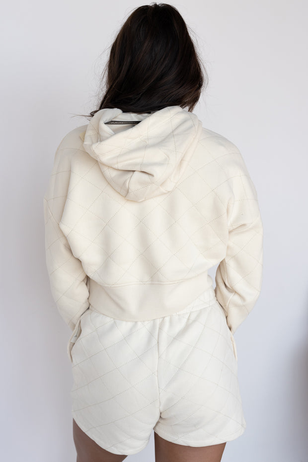 QUILTED DRAWSTRING HOODIE