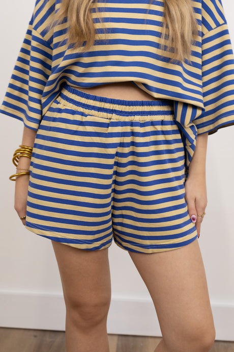 Yellow/Royal Striped Knit Shorts