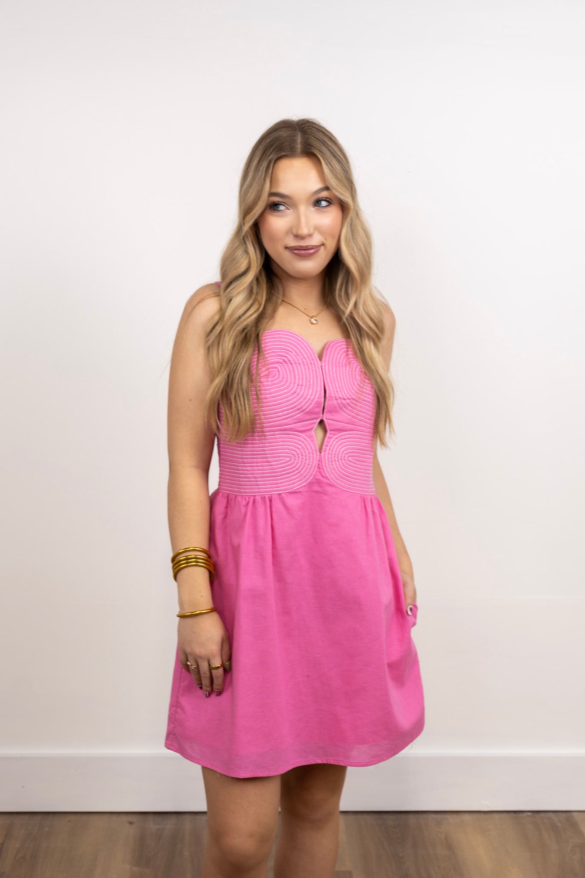 Top Stitch Bustier Sleeveless Mini Dress