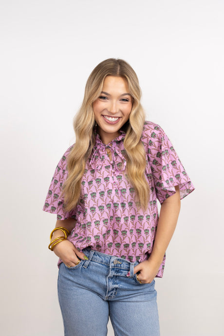 Ruffle Neck Raglan Top
